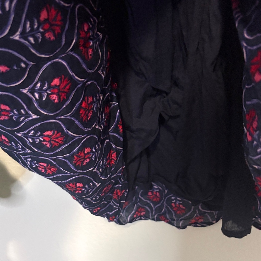 Mud Pie Navy Dress with Red pink Floral Pattern size large 100% cotton - Picture 7 of 8